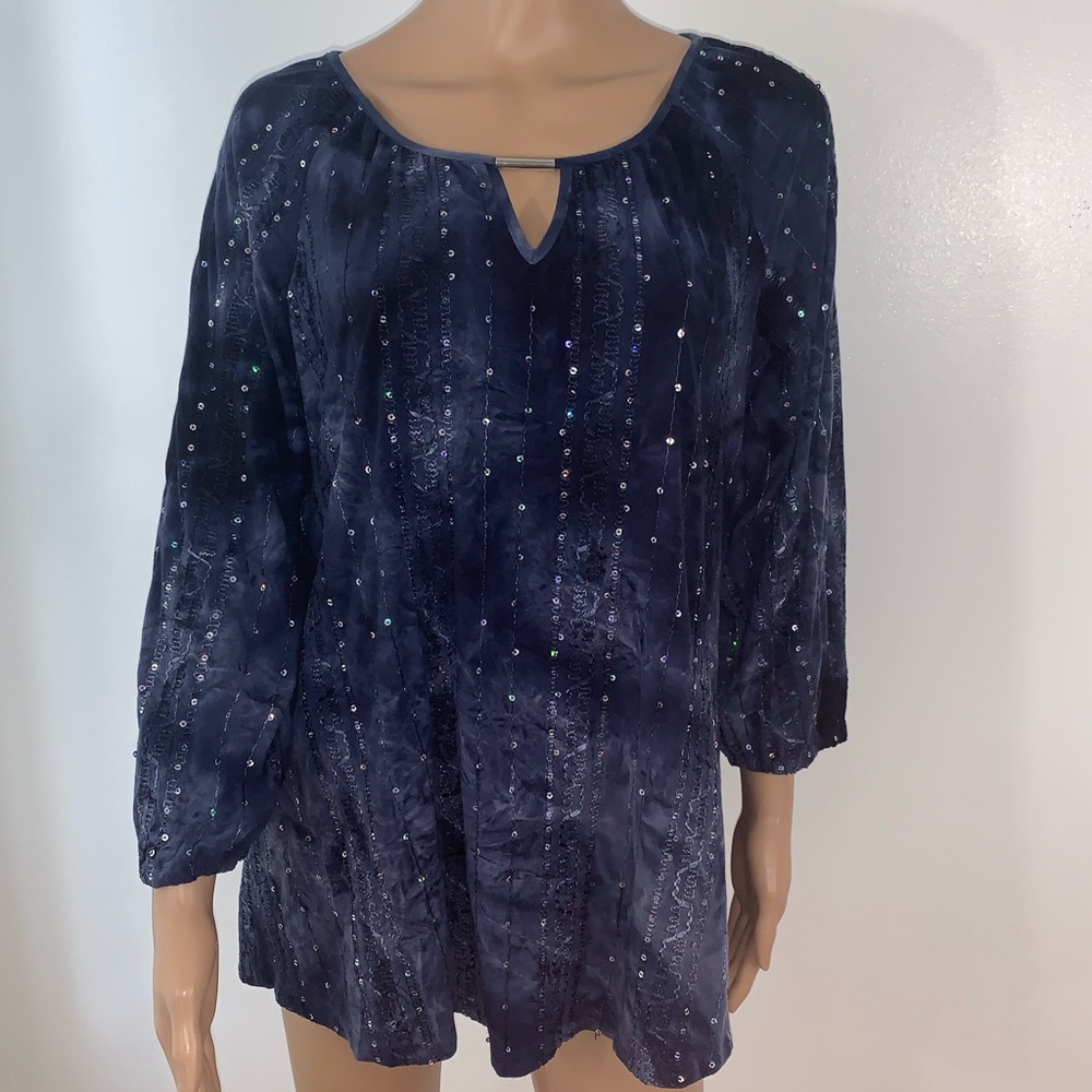 M collection women blouse size 1X blue